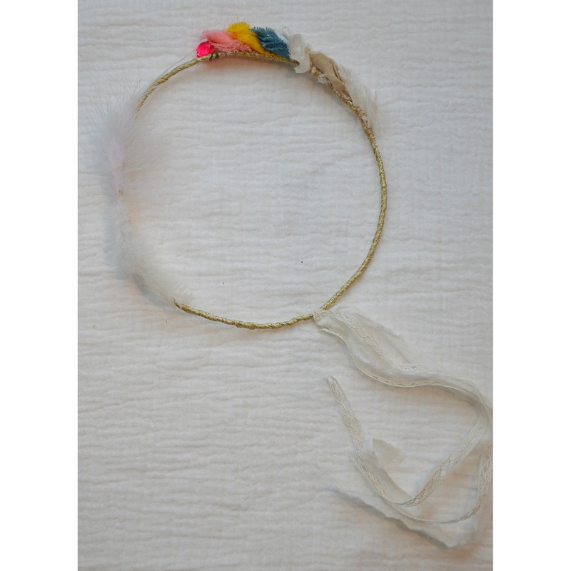 Minina Loves Crown Boho Flowers Feather And Laces