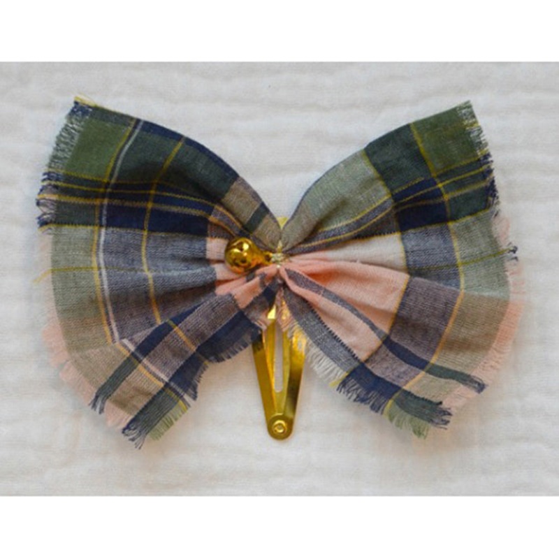 Minina Loves Hairpin Bow With Bell Veronica Blue Flowers