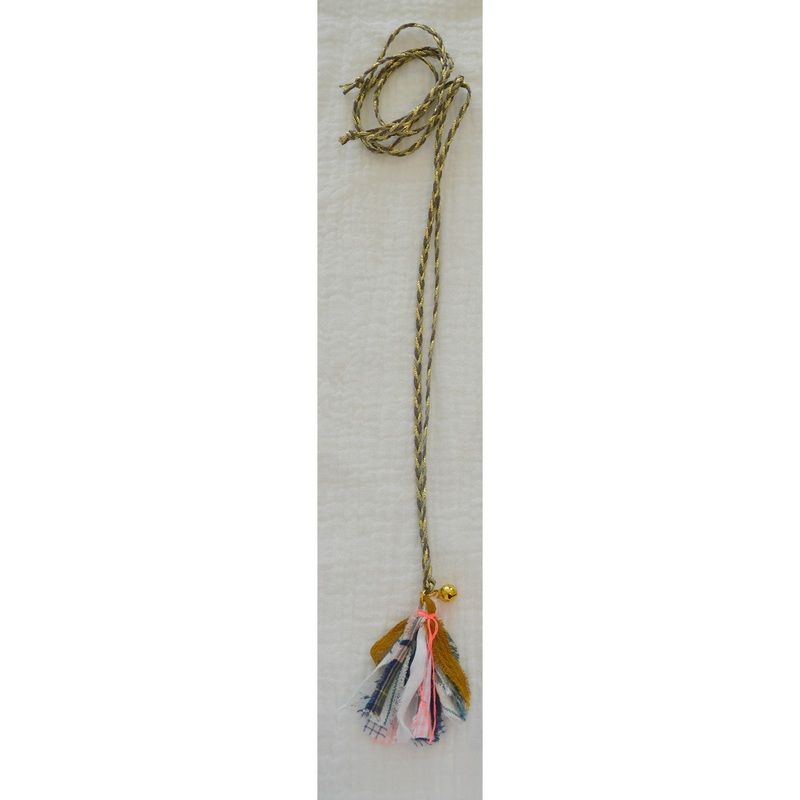 Minina Loves Necklace Pompom Fabrics And Braided Mixed Cord