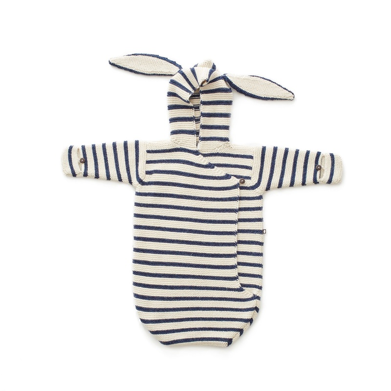 Oeuf Bunny Wrap White/Indigo Stripes