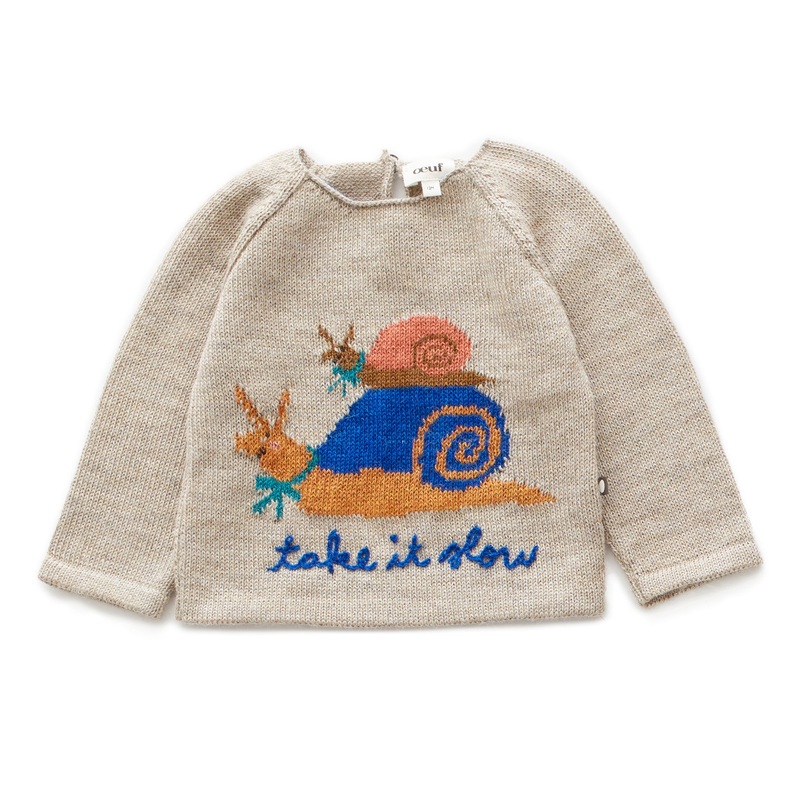 Oeuf Raglan Sweater Take It Slow Grey/Multi