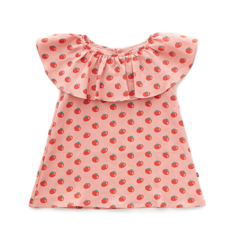 Oeuf Ruffle Collar Dress Tomato Print