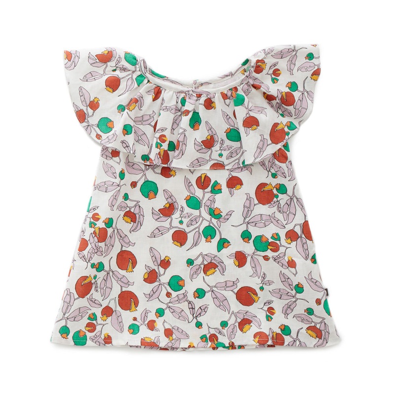 Oeuf Ruffle Collar Dress White Flowers