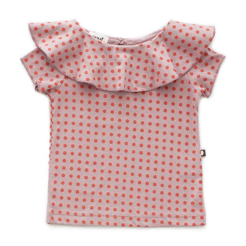 Oeuf Ruffle Collar Tee Autumn Glaze/Mauve