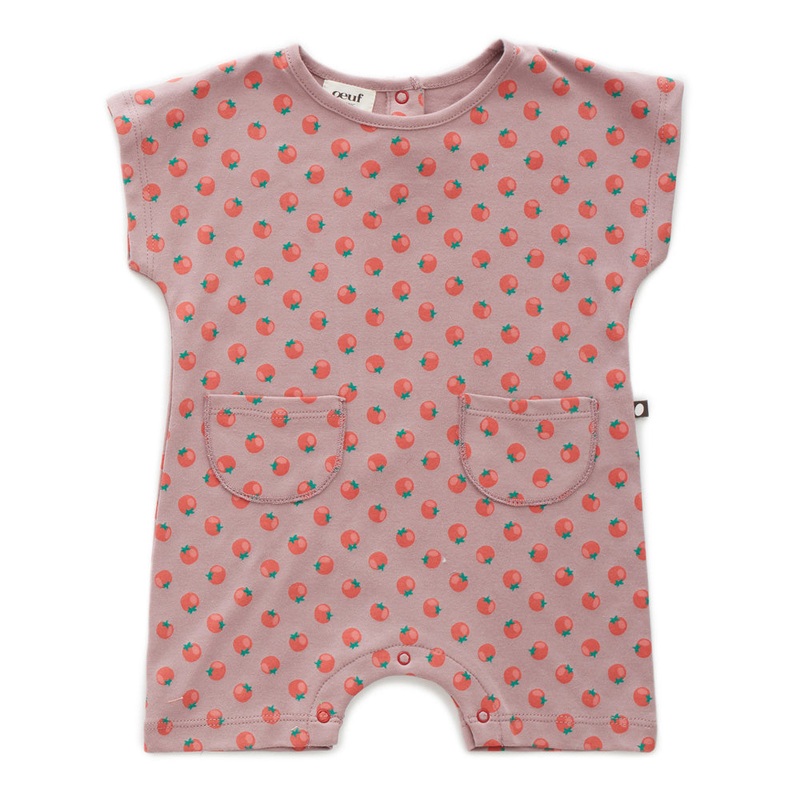 Oeuf SS Pocket Romper Tomato Print