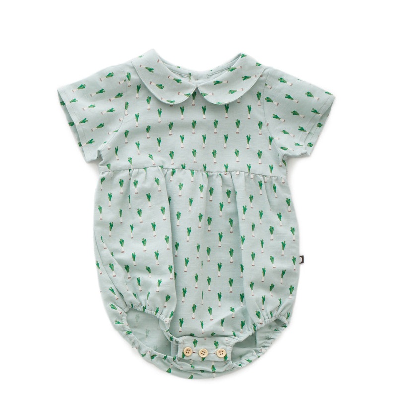 Oeuf SS Romper Leek Print