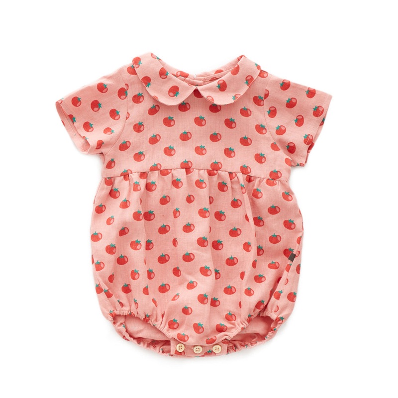 Oeuf SS Romper Tomato Print