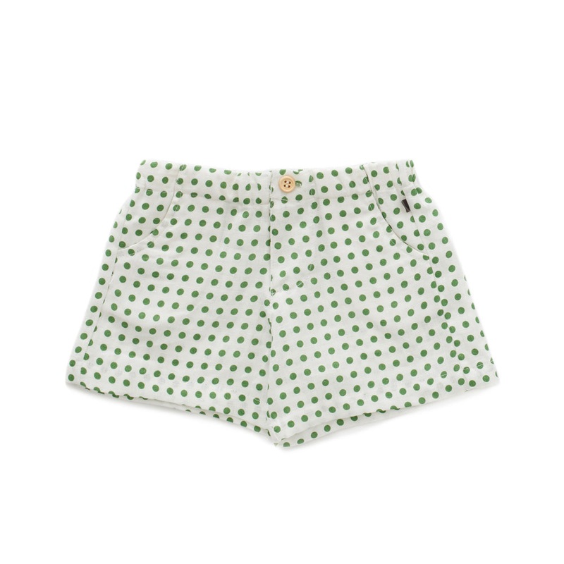 Oeuf Woven Shorts Green Dots