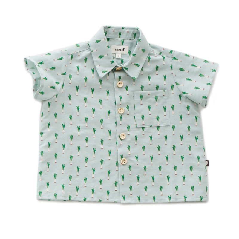 Oeuf Button Down Shirt Leek Print