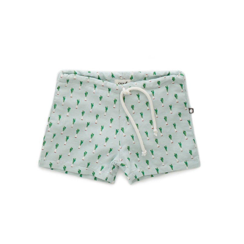Oeuf Linen Swim Shorts Leek Print