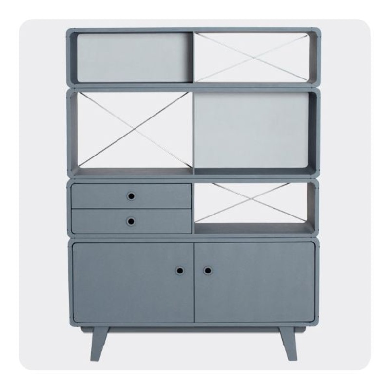 Laurette Bibliothque Enigme Drawer & Shelf Mouse Grey / Grey (Pre-Order; Est. Delivery in 3-4 Months)