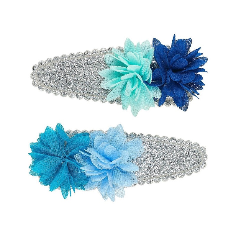 Souza 2pcs Hair Clips Jenine Blue Green Flowers