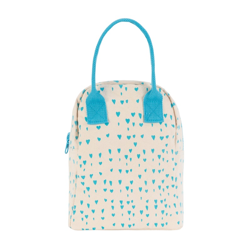 Fluf Zipper Lunch Bag - Blue Hearts