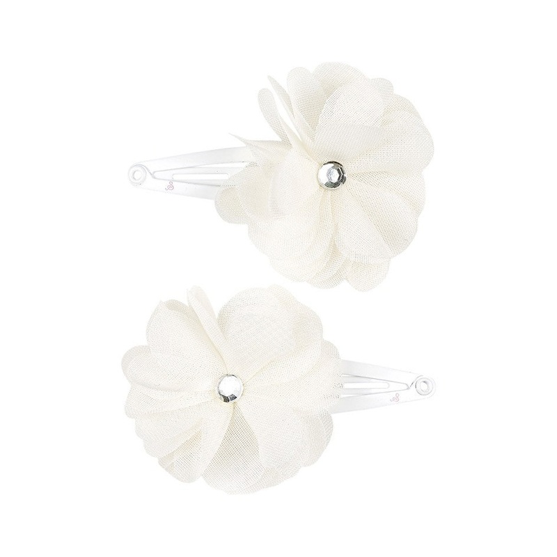 Souza 2pcs Hair Clips Nanny Off White Flower with Gemstone