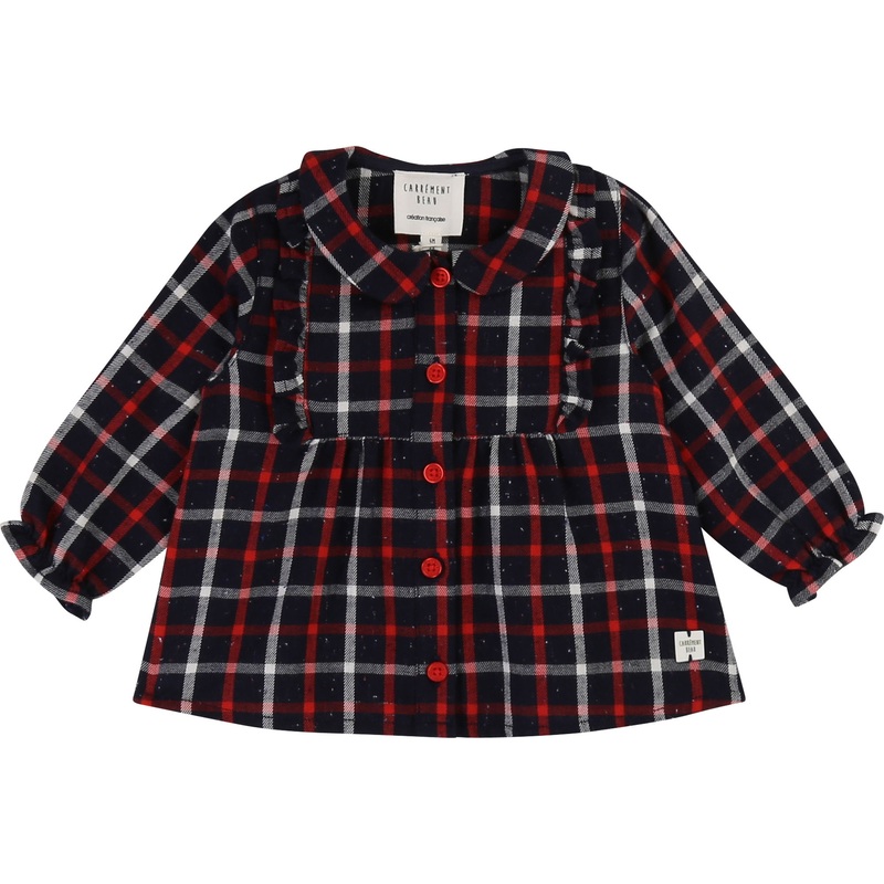 Carrement Beau Ruffle Blouse Winter Navy Red