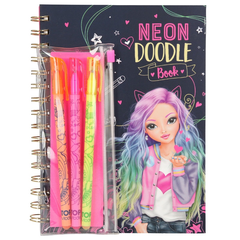 Depesche Topmodel Neon Doodle Book with Neon Pen Set
