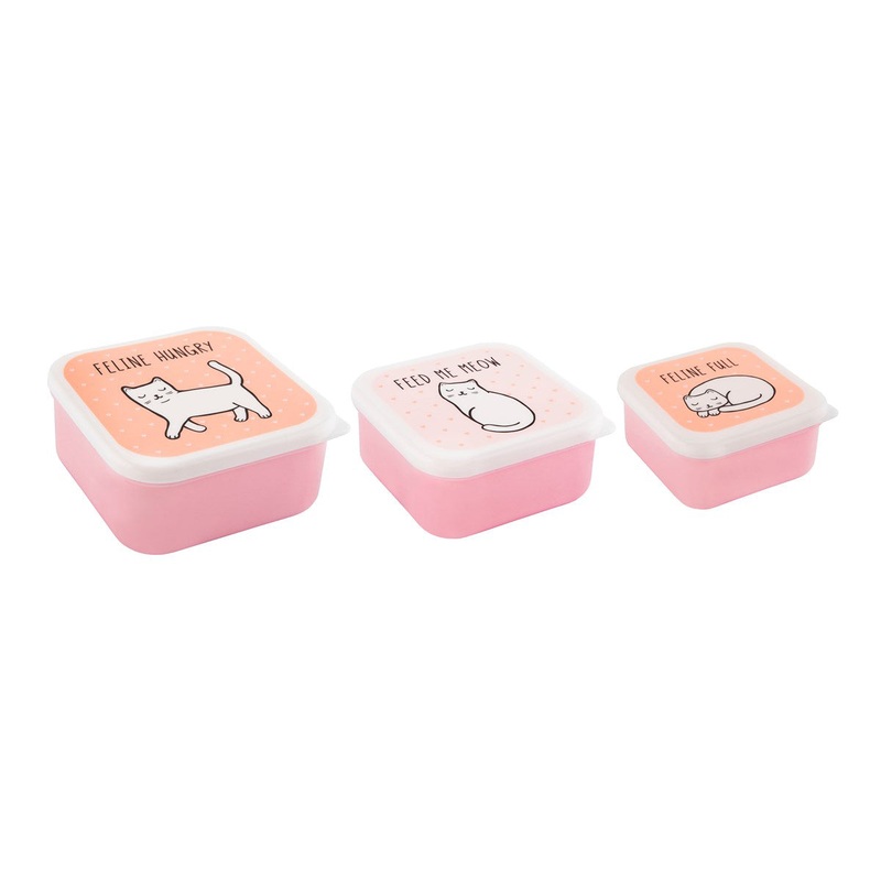 RJB Stone Cutie Cat Lunch Boxes - Set of 3