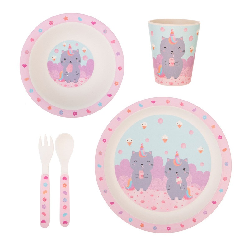 RJB Stone Luna Caticorn Bamboo Tableware Set