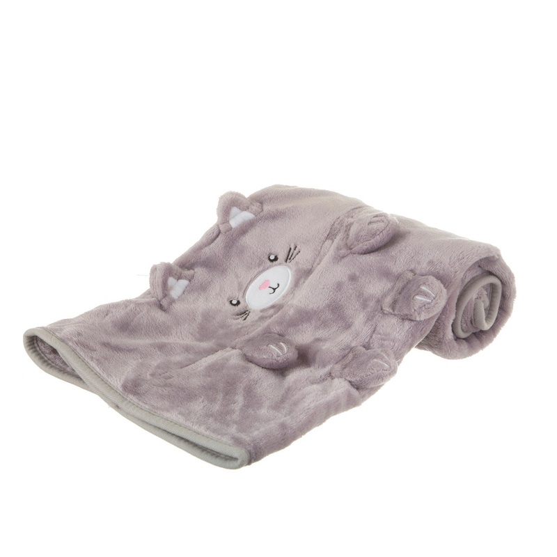 RJB Stone Kitty Cat Soft Fleece Baby Blanket