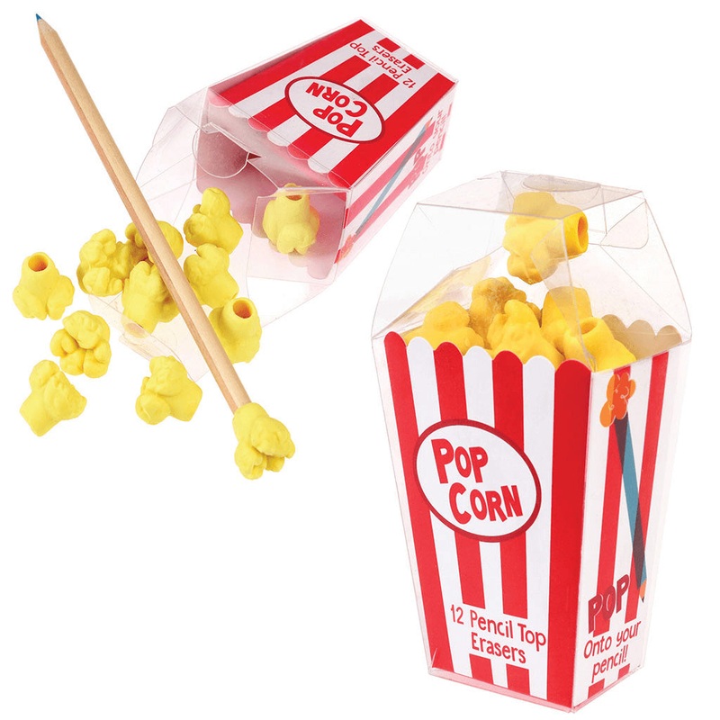 Rex Box of 12 Popcorn Pencil Top Erasers