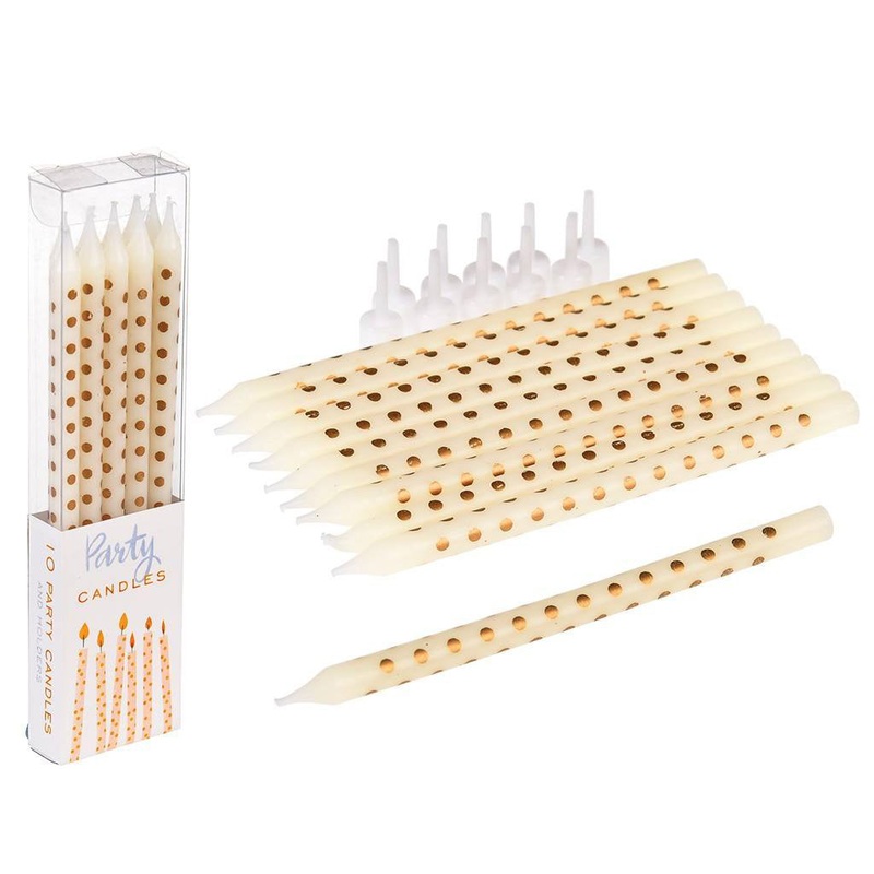 Rex Pack of 10 Gold Spot Party Candles