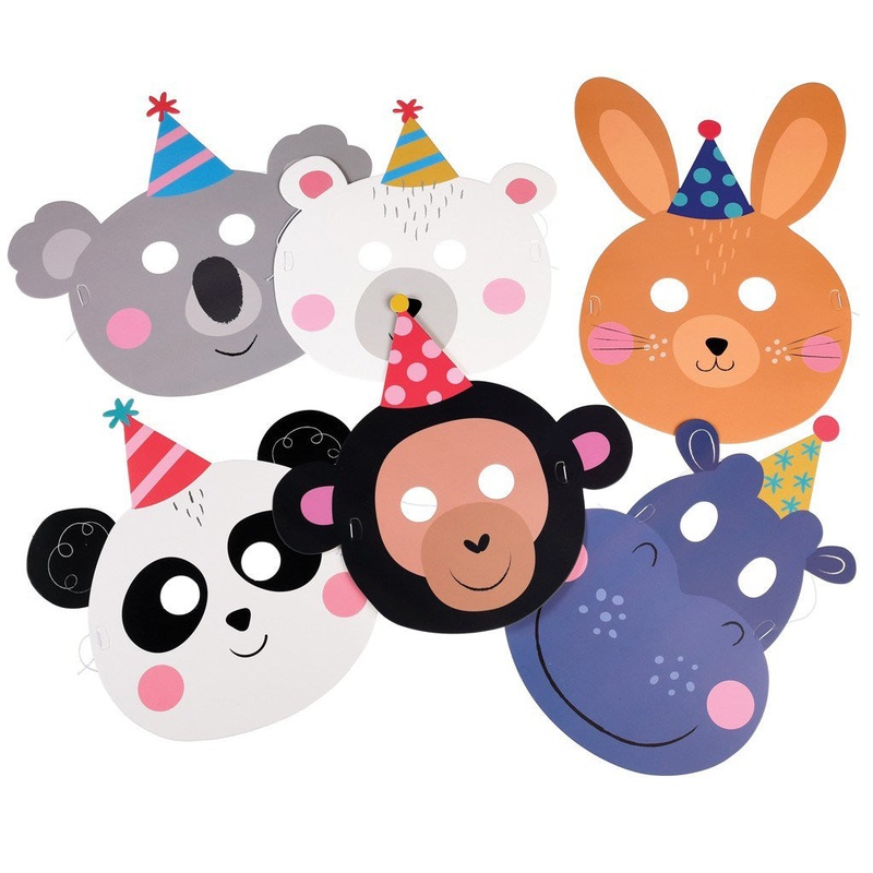 Rex Pack of 6 Party Animal Face Masks