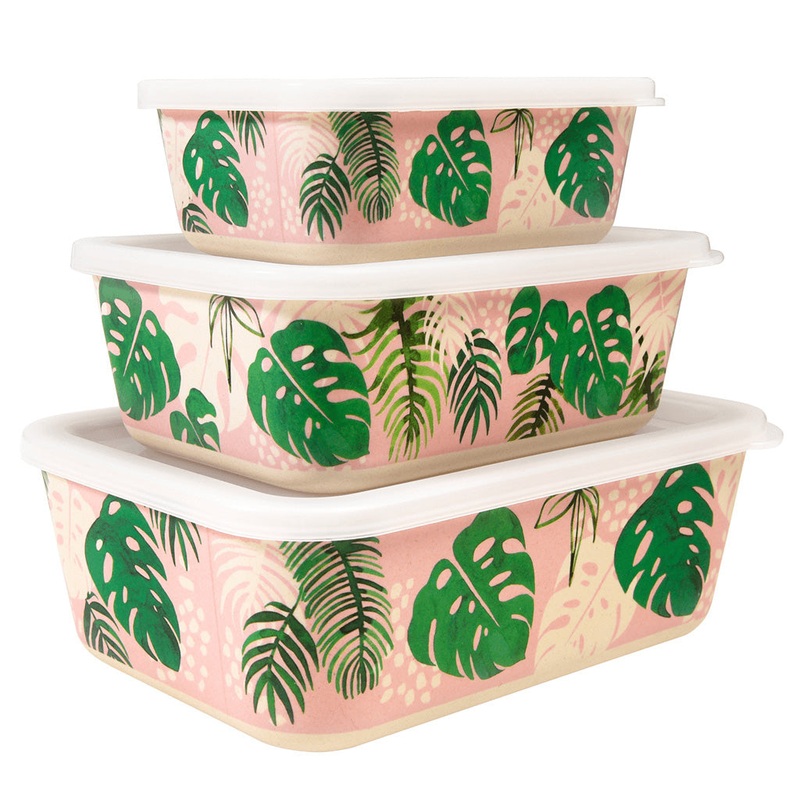 Rex Set of 3 Tropical Palm Bamboo Boxes