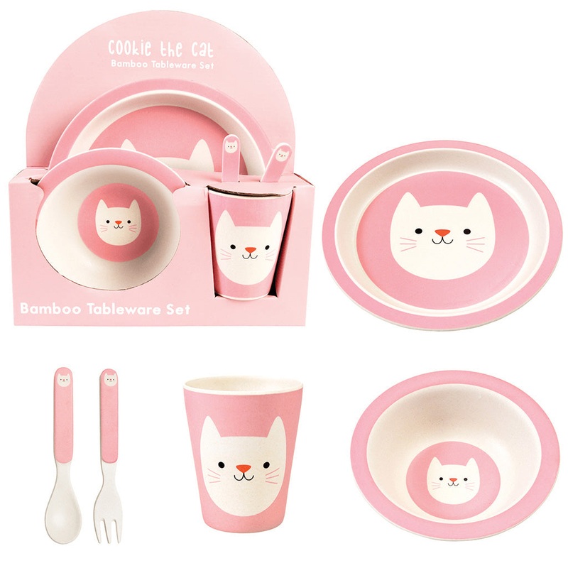 Rex Set of 5 Cookie The Cat Bamboo Tableware