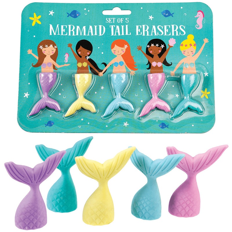 Rex Set of 5 Mermaid Tail Erasers