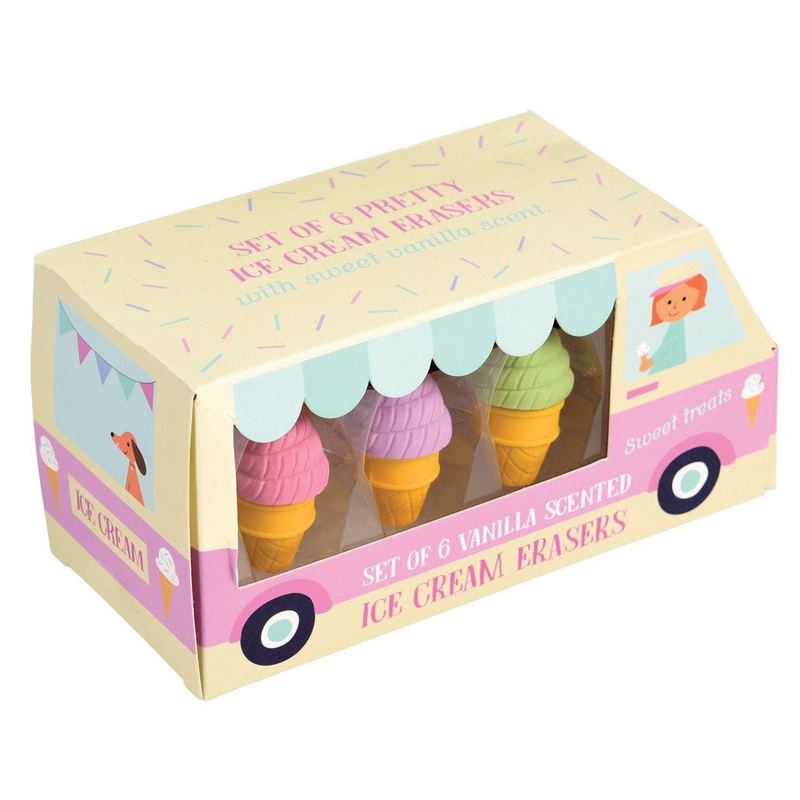 Rex Set of 6 Scented Ice Cream Shaped Erasers