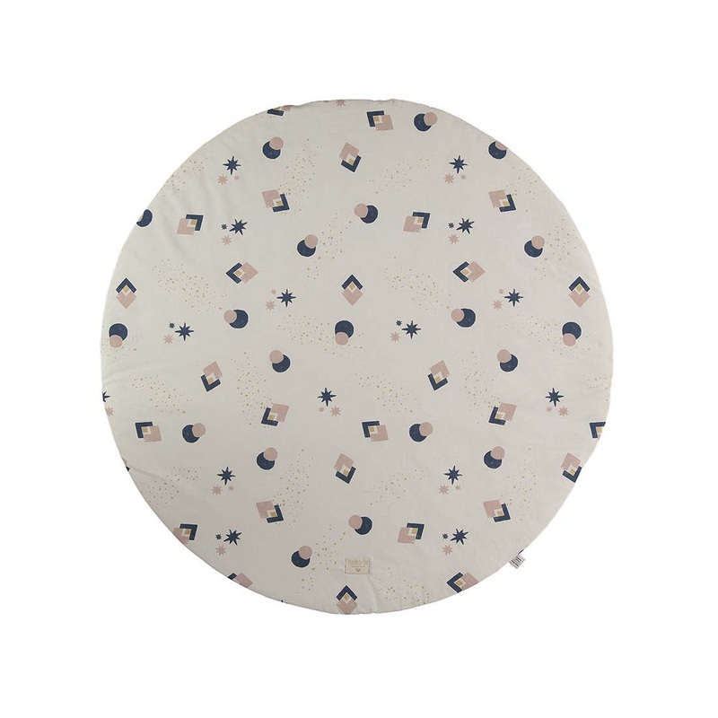 nobodinoz Full Moon Round Playmat Night Blue Eclipse/Natural