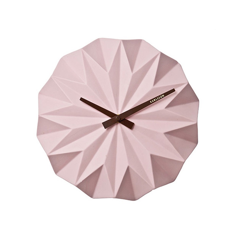 Present Time Wall Clock Origami Ceramic Matt Soft Pink