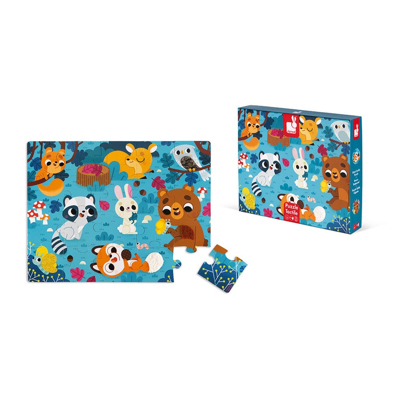 Janod 20pcs Tactile Puzzle Forest Animals