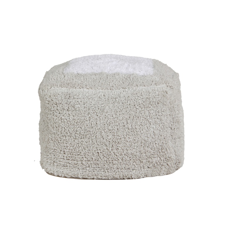 Lorena Canals Pyjama Party Marshmallow Square Pearl Grey Machine Washable Pouffe