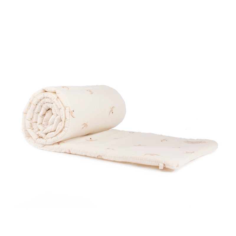 nobodinoz Nest Cot Bumper Nude Haiku Birds Natural