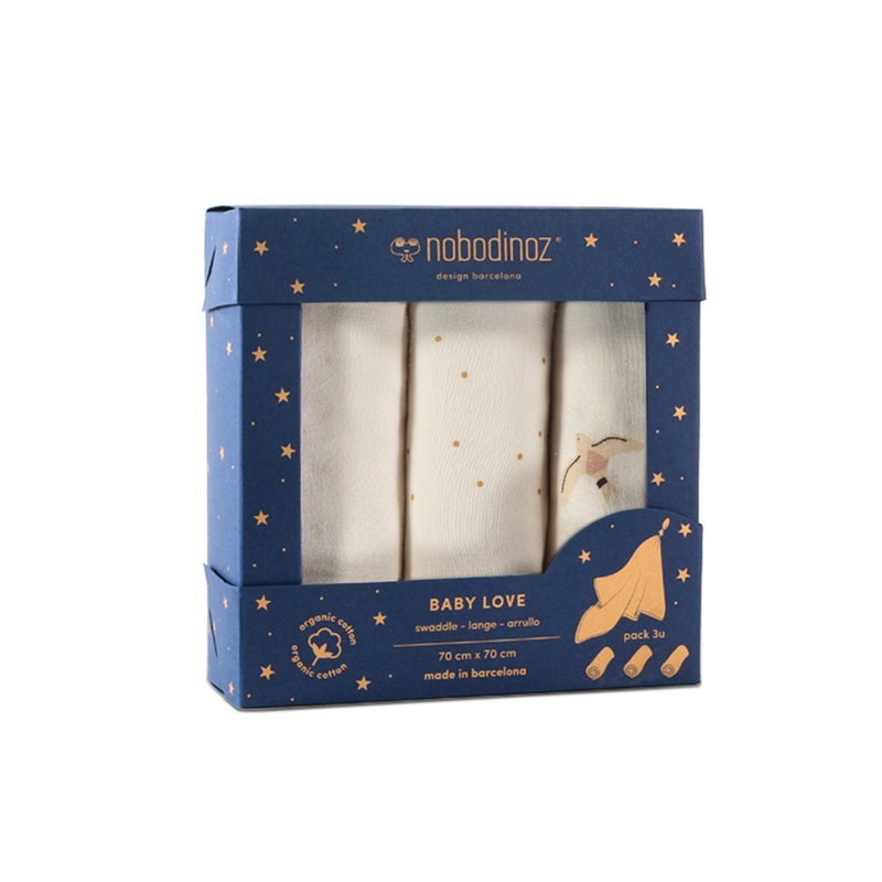 nobodinoz Swaddle Box Baby Love Box 3U Baby Love Pack Haiku Birds