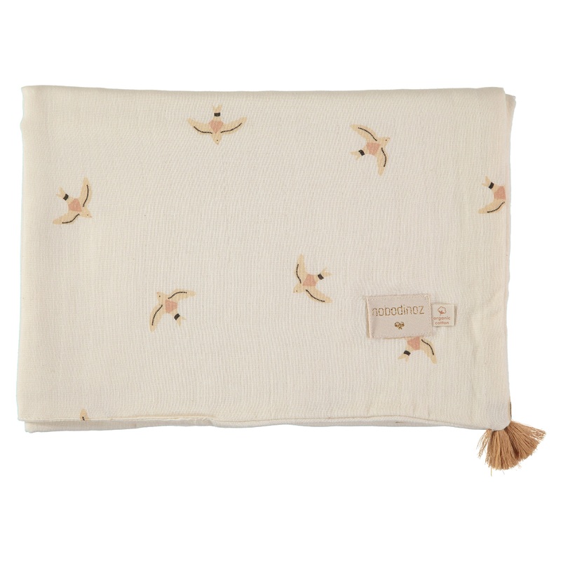 nobodinoz Treasure Summer Blanket Nude Haiku Birds Natural