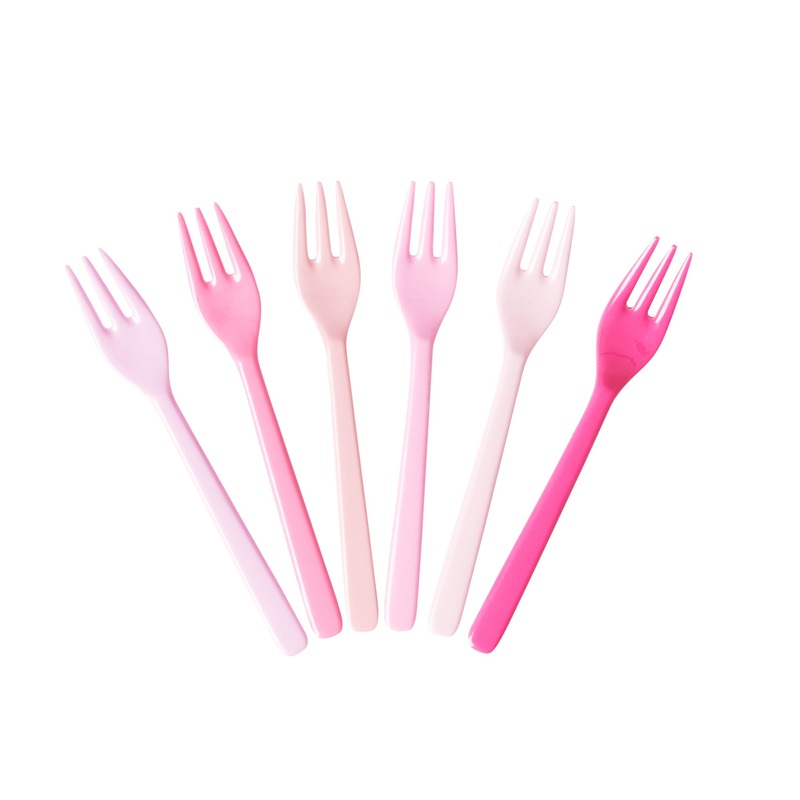 Rice DK 6 Melamine Cake Forks Assorted 50 Shades of Pink Colors