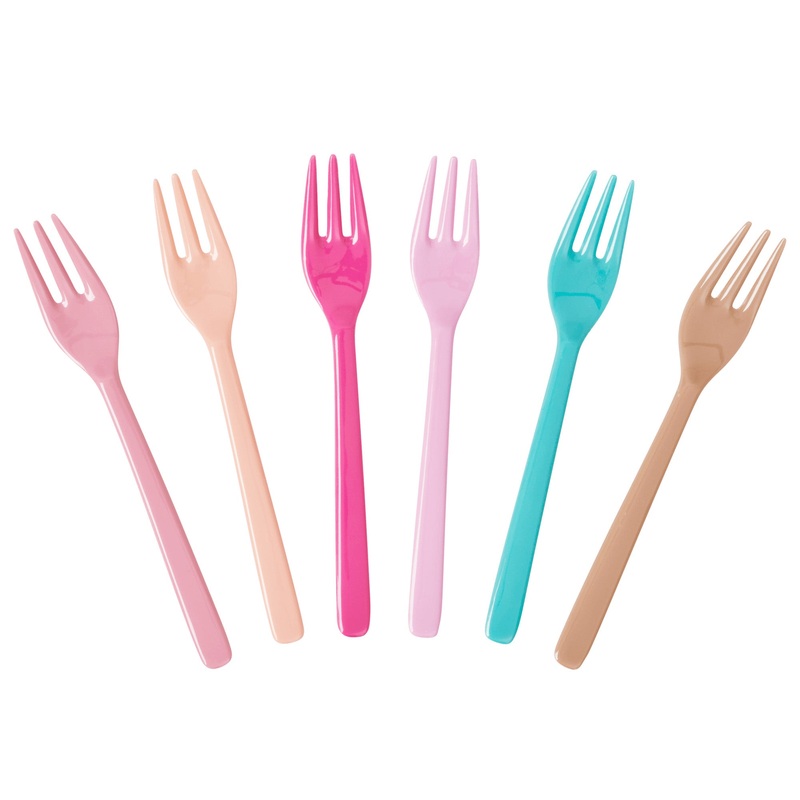 Rice DK 6 Melamine Cake Forks Assorted Life is Better in Colors Variations