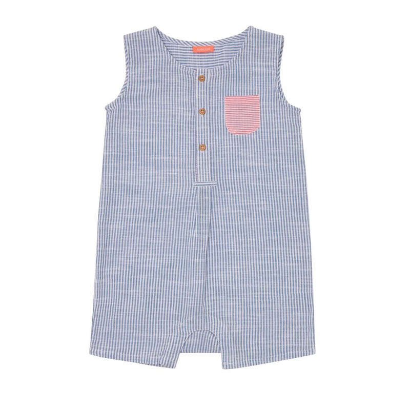 Sunuva Baby Boys Cotton Romper Blue/White