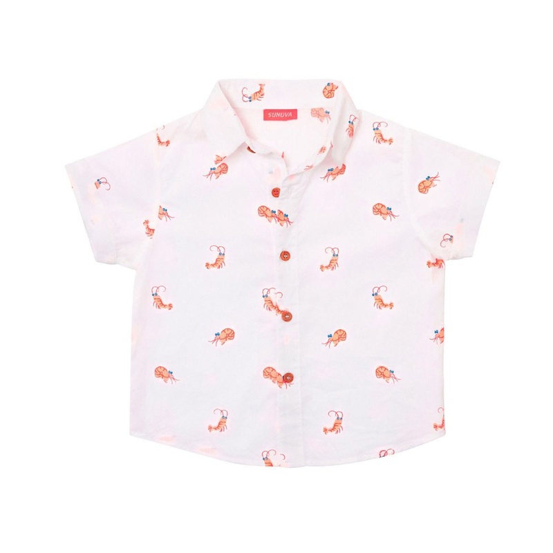 Sunuva Baby Boys Short Sleeve Shirt Shrimp White
