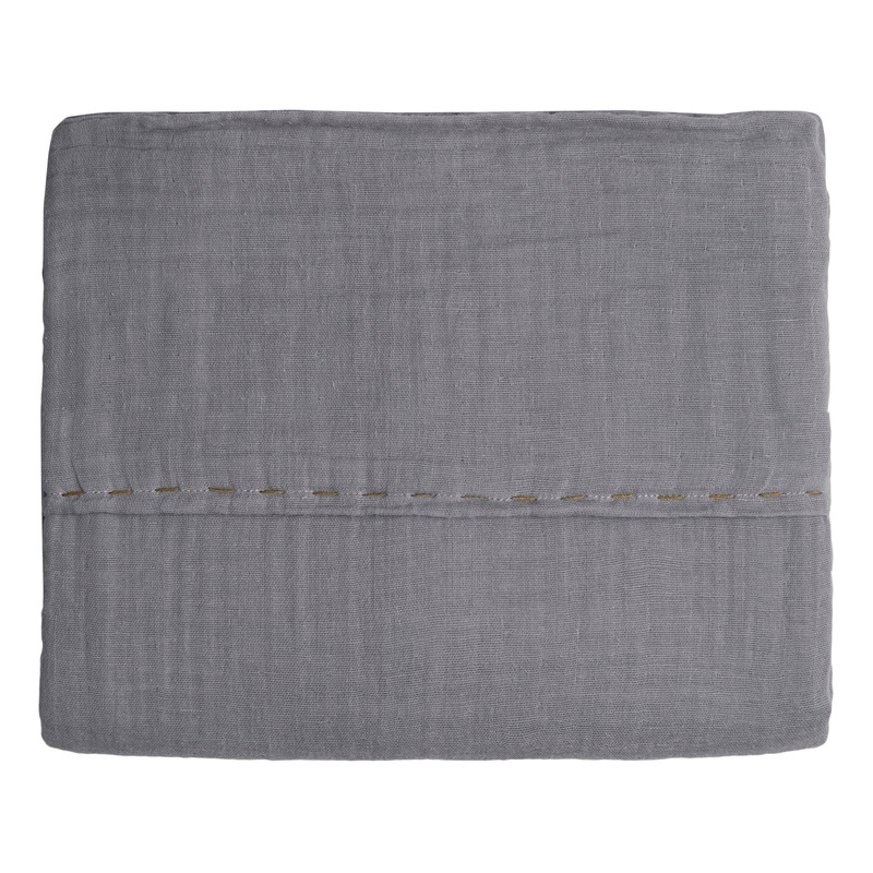 Numero 74 Top Flat Bed Sheet Embroidery Stone Grey