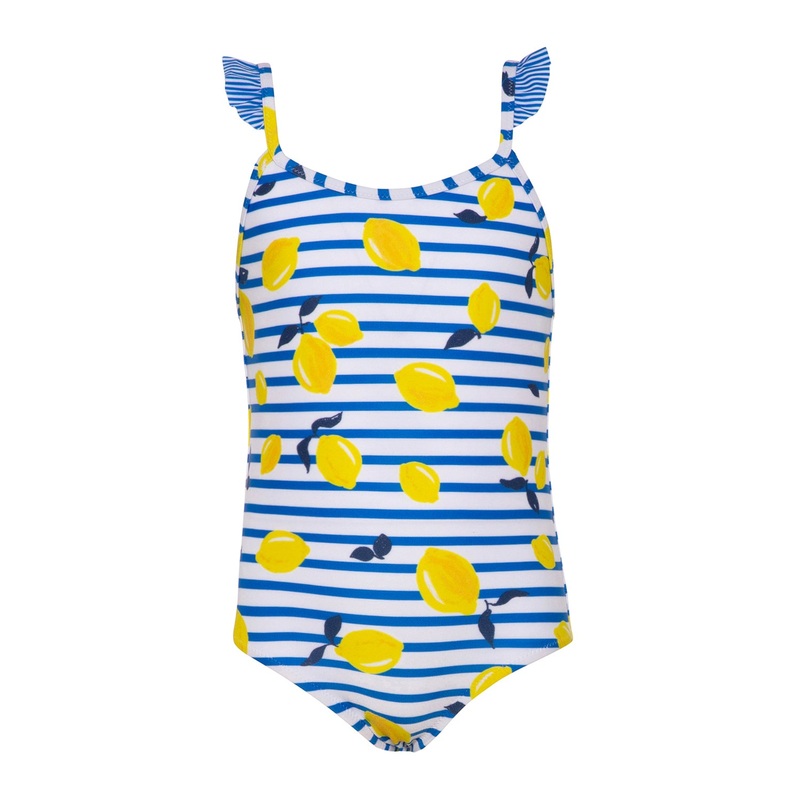 Sunuva Girls Frill Strap Swimsuit Blue/White