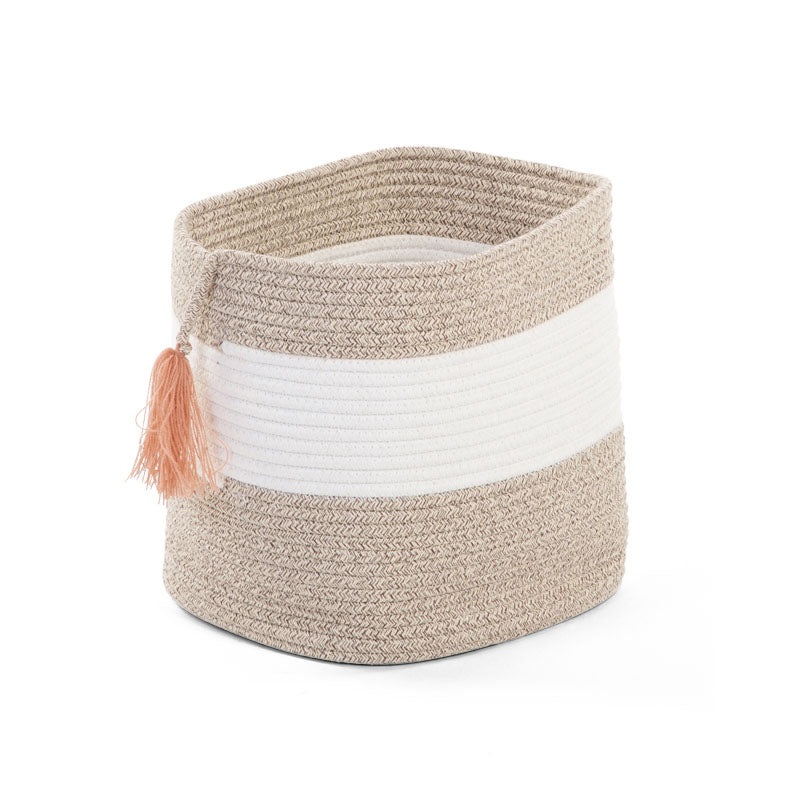 Childhome Cotton Rope Basket White Beige + Tassel Nude
