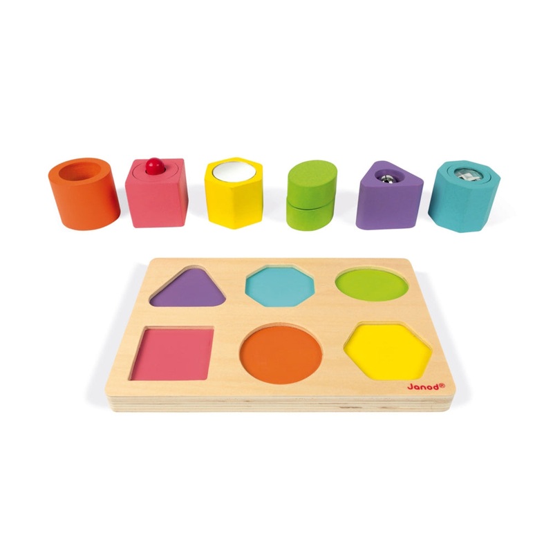 Janod I Wood Shapes & Sounds 6-Block Puzzle