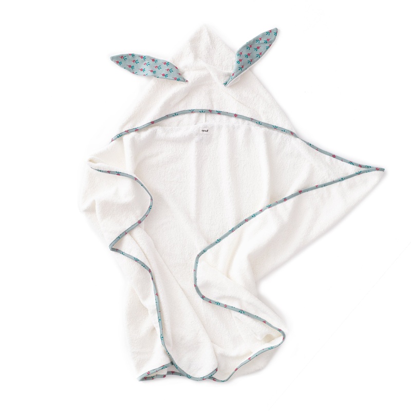 Oeuf Baby Hooded Towel Jadeite/Radish
