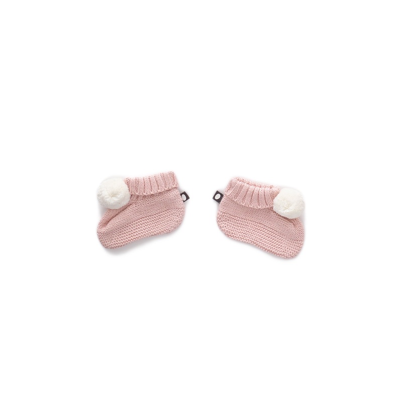 Oeuf Pompom Booties Light Pink