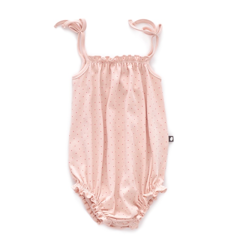 Oeuf Romper With Straps Light Pink/Rust Dots