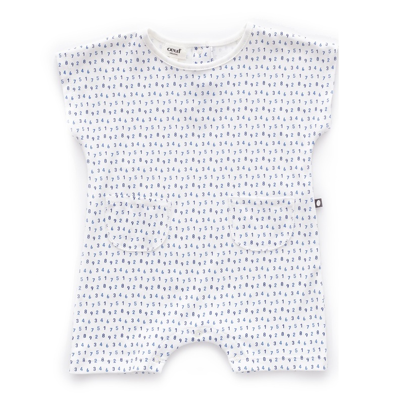 Oeuf Short Romper White/Numbers
