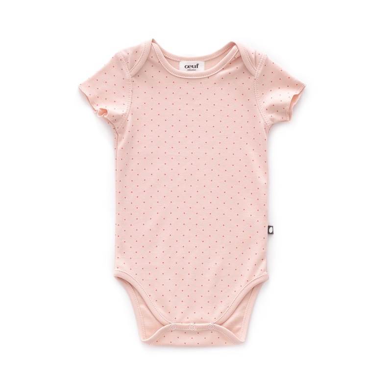 Oeuf Tee Onesie SS Light Pink/Rust Dots